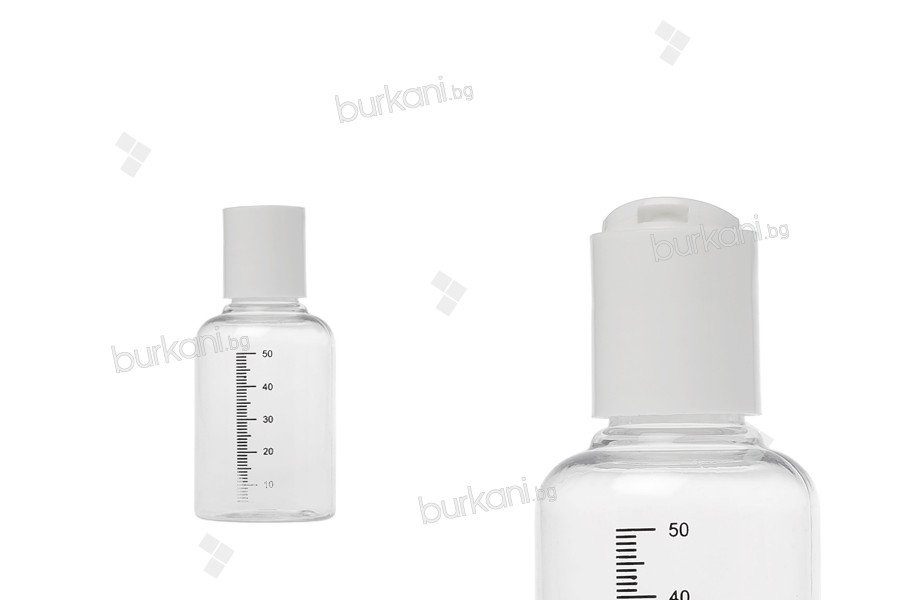 Beyaz flip top kapaklı plastik 50 ml şişe 