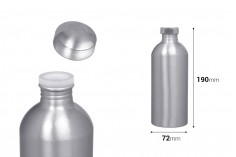 Aлуминиева бутилка 500 ml с алуминиева  капачка за съхраняване на есенции, парфюми и др.