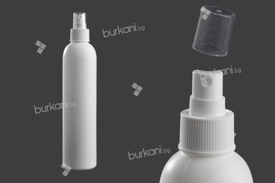 Пластмасова бяла бутилка 300 мл със спрей помпа 