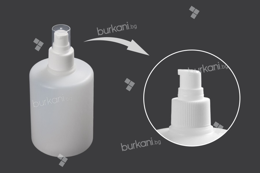 El antiseptikleri ve temizlik ürünleri için 24/410 pompa ve kapaklı 300 ml plastik şişe