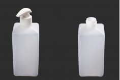 Пластмасова квадратна бяла бутилка 500 мл с помпа за шампоан, сапун, крем или дезинфектант - 12 бр./Опаковка