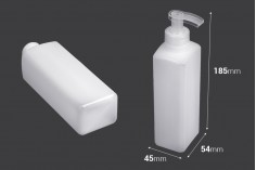 Пластмасова полупразрачна квадратна бутилка с лосион помпа 300 мл  28/400 
