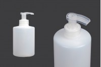 Пластмасова полупрозрачна цилиндрична бутилка 300 мл с помпа лосион/крем помпа 