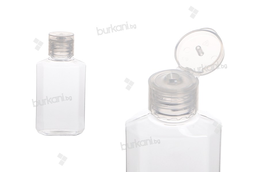 Flip top kapaklı  60 ml plastik (PET) şişe - 12 adet