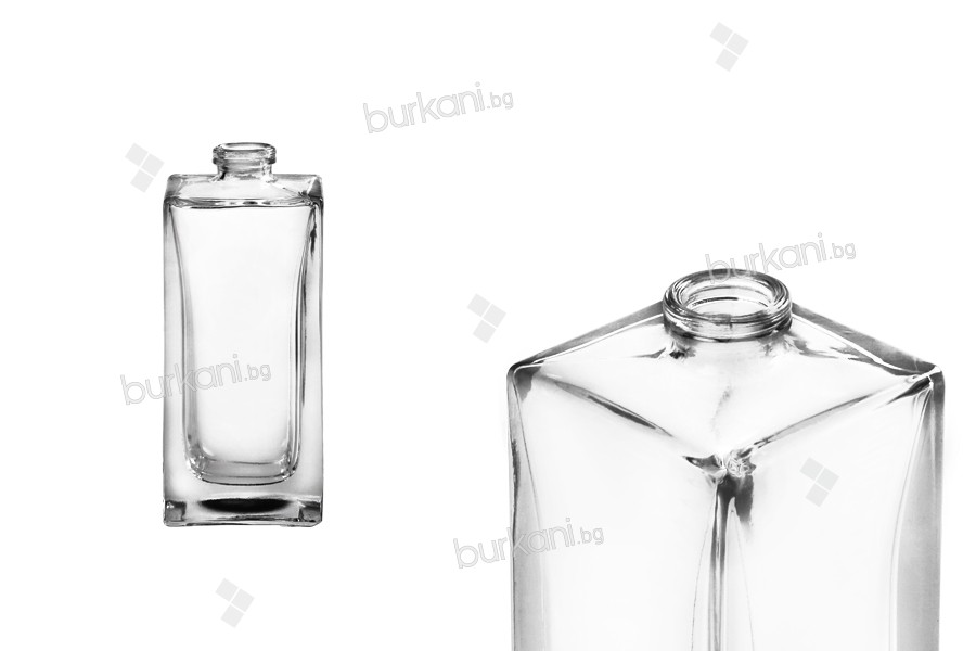 Стъклена бутилка за парфюм 50 мл квадратна "Кримп" 15 mm