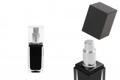 Луксозна черна бутилка за крем 15 мл, с помпа за крем и прозрачна капачка 