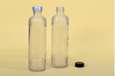 kabartmalı tasarım  ile cam şişe 330 ml şeffaf