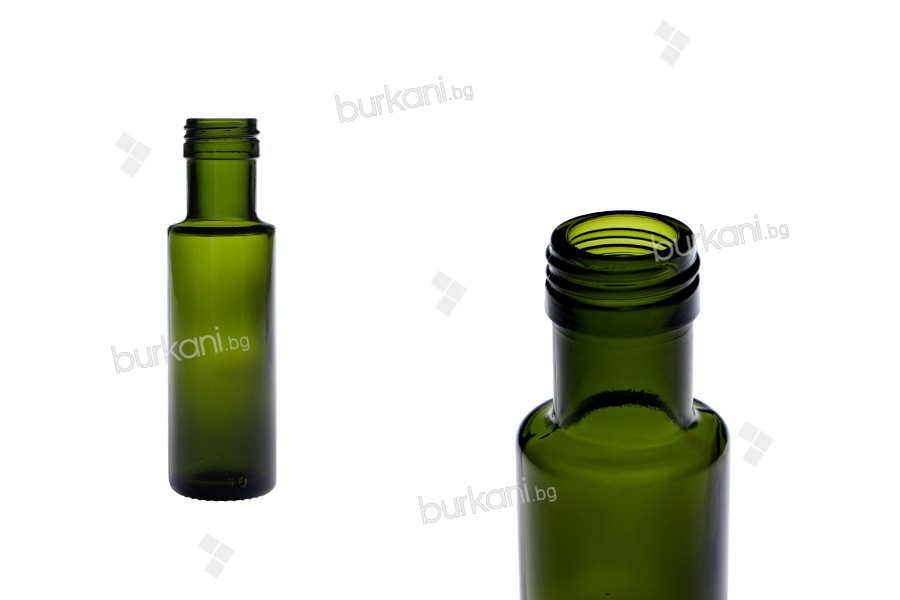 Стъклена зелена бутилка 100 мл Дорика PP31,5 за зехтин или оцет - 63 бр./кашон