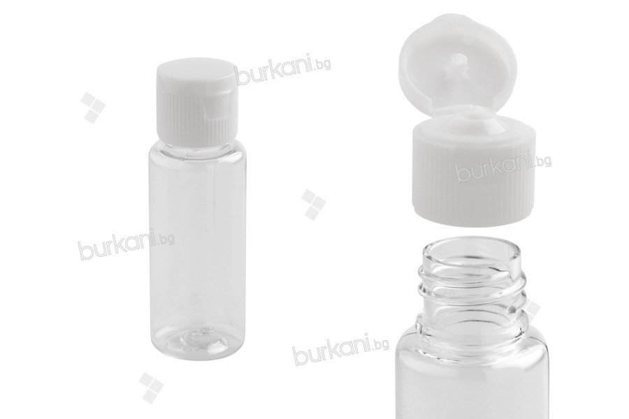 Пластмасова бутилка за шампоан 25 мл с капачка flip top - 50 бр. на пакет