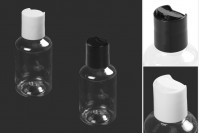 Пластмасова прозрачна бутилка (PET) 50 мл  с капачка  Disk-top - 12 бр
