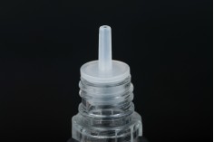 Прозрачна пластмасова бутилка 10 мл с черна CRC капачка и пластмасов капкомер за електронна цигара - 50 бр. / на пакет 