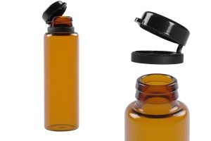 Малки карамелени шишенца 20 мл с черна пластмасова капачка-изображение_размери