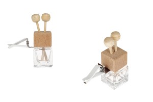 Стъклена бутилка 7 мл за ароматизатор с дървена капачка и пръчки - 25 бр-изображение_продукт