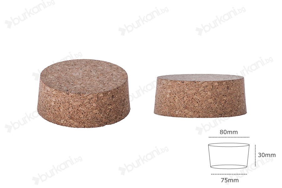 Коркова конусовидна тапа  30x80/75 - за Т.О. 89-изображение_размери