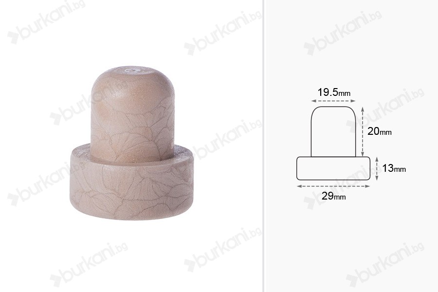 Синтетична силиконова тапа  Ф 19.5 mm-изображение_размери