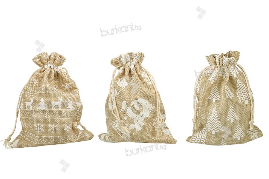 Коледни подаръчни торбички от плат с размери 130х180 мм - 50бр. 