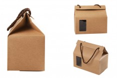 Кутия - крафт чанта с прозорец и дръжка 180x100x160 - 20 бр
