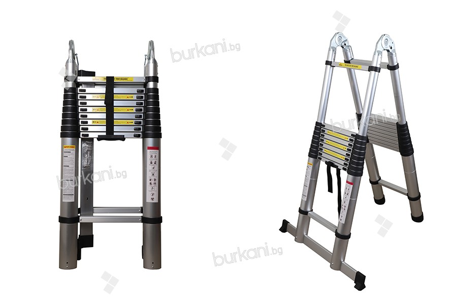 Сгъваема 8-метрова алуминиева телескопична стълба (4 + 4)