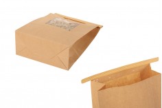 Крафт торбичка с размери 150x70x230 mm  с прозорец и тел за запечатване (tin-tie)