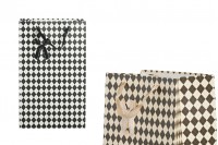 Хартиена подаръчна чанта със сатенени дръжки и панделка, с размери  230x150x370 mm в 1 цвята  - 12бр.