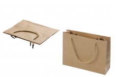 Bükülmüş kordonlu kahverengi kağıt hediye çantası 200x60x150 mm  - 12 adet