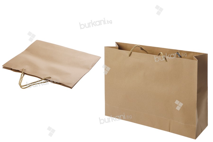Хартиена кафява подаръчна чанта усукана дръжка , размер : 340х90х270 мм - 12 бр. на пакет 