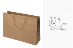 Bükülmüş kordonlu kahverengi kağıt hediye çantası 400х130х300 mm - 12 adet