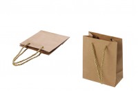 Кафява хартиена подаръчна торбичка  с усукана дръжка с размери  115x60x145 мм - 12 бр./пакет