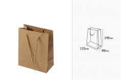 Кафява хартиена подаръчна торбичка  с усукана дръжка с размери  115x60x145 мм - 12 бр./пакет