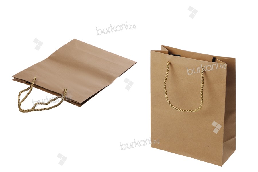 Хартиена кафява подаръчна чанта с усукана дръжка 190x80x245 мм - 12 бр