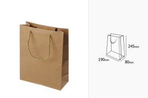 Хартиена кафява подаръчна чанта с усукана дръжка 190x80x245 мм - 12 бр-изображение_размери
