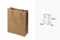 Bükülmüş kordonlu kağıt kahverengi  hediye çantası 220x90x280 mm - 12 adet