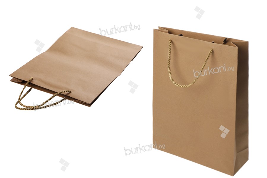 Bükülmüş kordonlu kağıt kahverengi  hediye çantası 280x100x370 mm - 12 adet