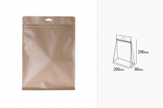 Опаковка  тип Doy Pack с цип затваряне и  алуминиева вътрешна облицовка и възможност за термозапечатване 200x80x290 mm - 50 бр.
