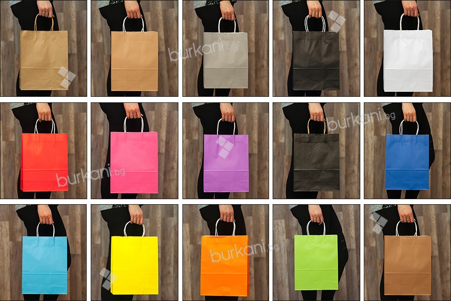 Хартиена подаръчна чанта 260x120x330 mm с дръжки в различни цветове