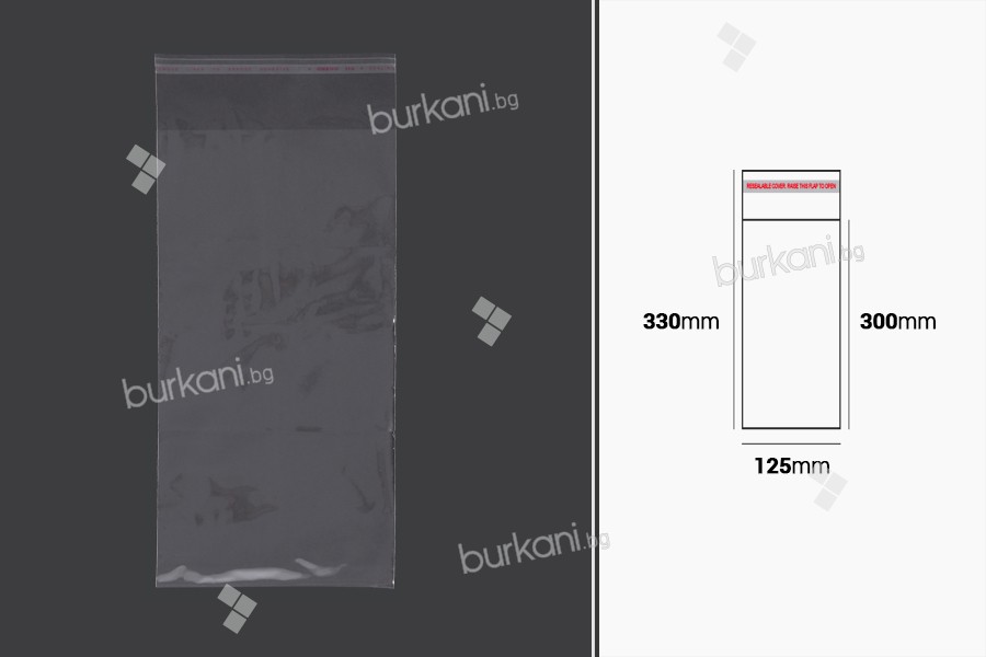 Kendinden yapışkanlı 125x330 mm kapaklı poşetleri temizleyin - 1000 adet