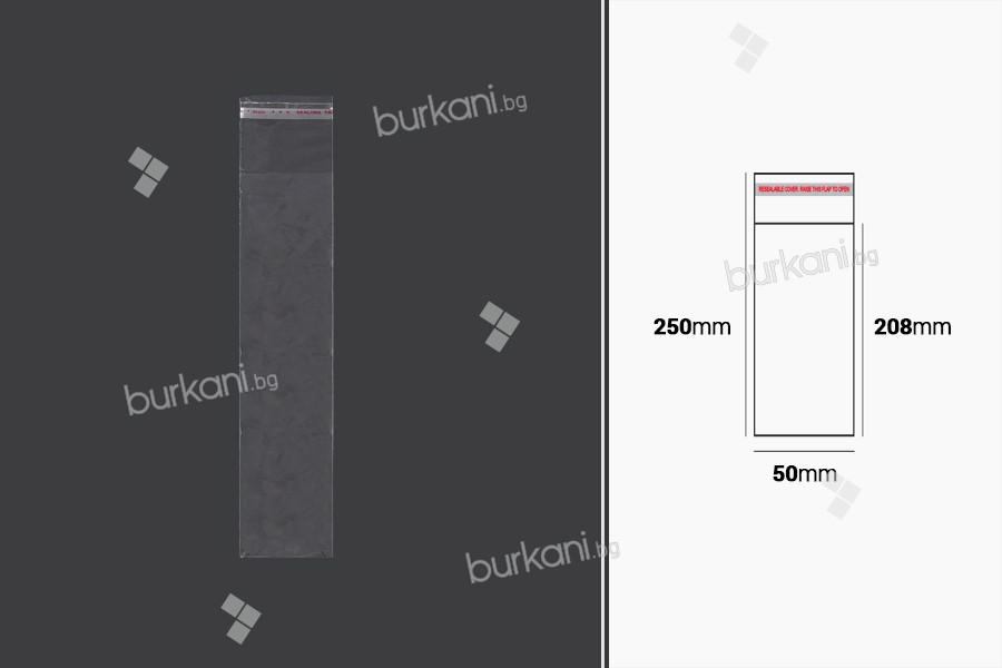 Прозрачни торбички със самозалепващо се затваряне 50x250 мм - 1000 бр
