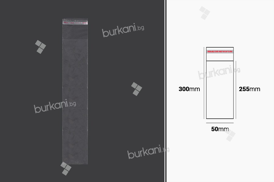Прозрачни торбички със самозалепващо се затваряне 50x300 мм - 1000 бр