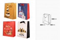 Коледни подаръчни торбички с размер 260x100x320 mm (микс дизайн) -12 бр./ пакет 