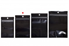 Алуминиева опаковка тип ДОЙ-ПАК 90x30x140 mm , черна отзад,  прозрачна предна част с "цип" затваряне 100 бр./пакет
