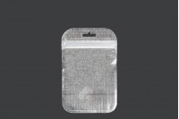 Fermuarlı poşetler 85x130 mm, dokunmamış gümüş sırt, şeffaf ön ve delik eurohole - 100 adet