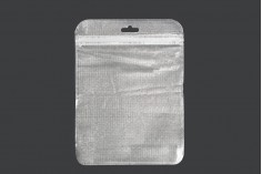 Fermuarlı poşetler 150x200 mm, dokunmamış gümüş sırt yüzü, şeffaf ön ve delik eurohole - 100 adet