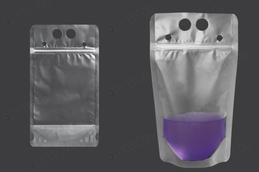 Прозрачна опаковка тип Doy Pack 500 ml с цип и дупки за сламки - 50 бр-изображение_продукт