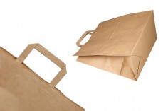 Paper bag with flat handle in earthy color and dimensions 280x170x290 mm