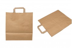 Paper bag with flat handle in earthy color and dimensions 280x170x290 mm