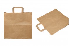 Paper bag with flat handle in earthy color and dimensions 320x170x310 mm 