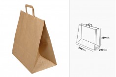 Paper bag with flat handle in earthy color and dimensions 330x200x330 mm 