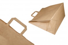 Paper bag with flat handle in earthy color and dimensions 330x200x330 mm 