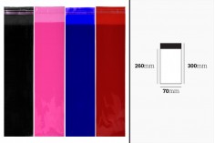 Çeşitli renklerde kendinden yapışkanlı  70x300 mm yarı saydam torbalar - 100 adet