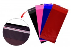 Çeşitli renklerde kendinden yapışkanlı kapamalı 110x300 mm yarı saydam çantalar - 100 adet